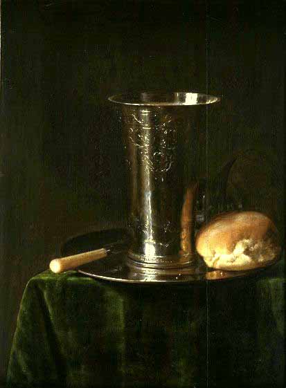 Still life with a silver beaker